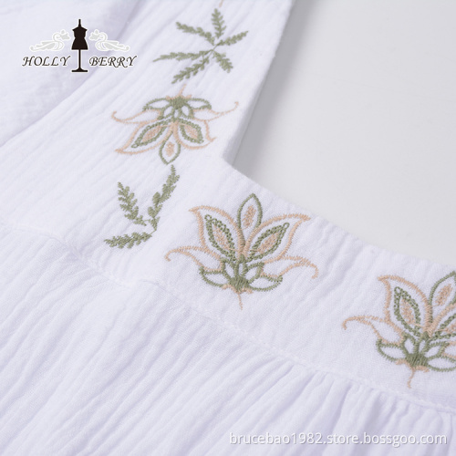 Lightweight Square Collar Summer Woven Fashion Blouse